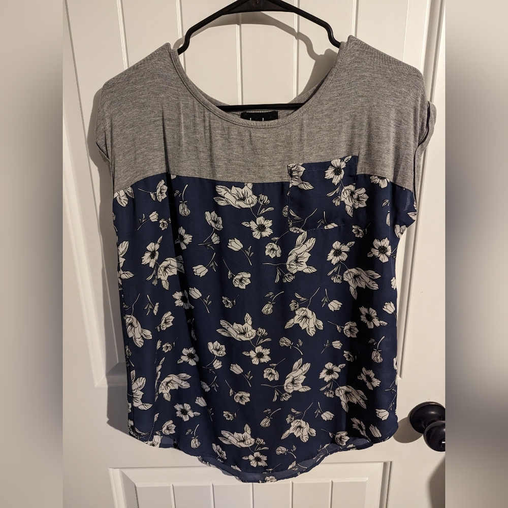 Grey and floral blouse